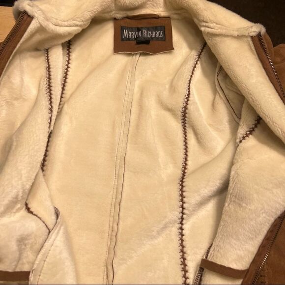 Woman’s Medium Faux Suede Leather Jacket Coat Brown - Picture 6 of 8